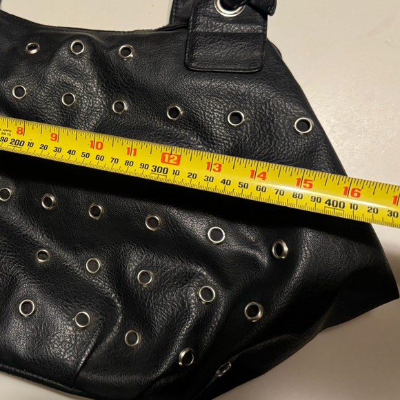 High End Black Leather Ruby & Kit Handbag Fold Over Purse MINTY Rock Boho - Picture 9 of 10